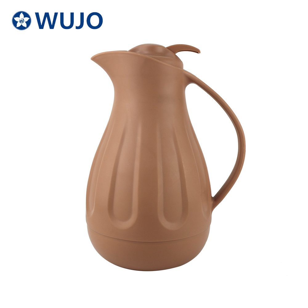 WUJO 2021 1.0L阿拉伯塑料热水瓶真空水罐咖啡壶茶烧瓶配玻璃衬里