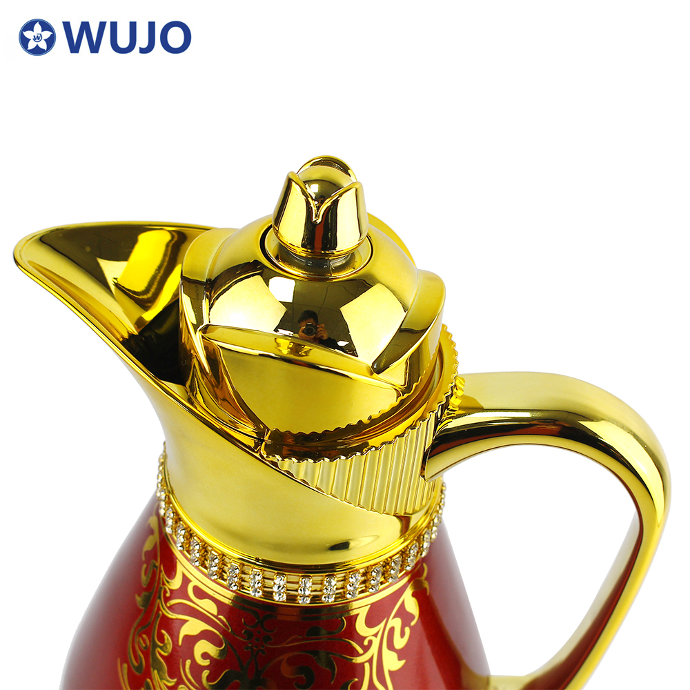 Wujo定制优质1L粉红色玻璃灌装锁定盖子绝缘阿拉伯豪华咖啡壶